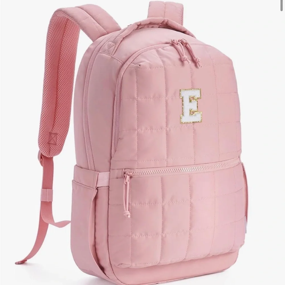 Initial Laptop Backpack for Women, Quilted Puffer 14 Inch letter K or S only 059 - Picture 1 of 7